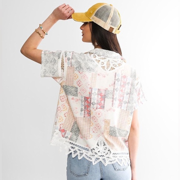 Buckle/Gimmicks Patchwork Blouse M - Picture 4 of 14